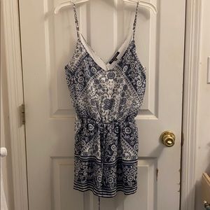 Blue and White Patterned Romper
